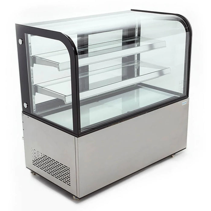 VITRINA REFRIGERADA DE PISO CON CRISTAL CURVO DE 120 CM DE FRENTE