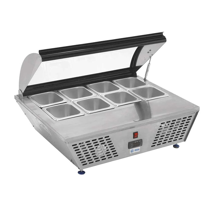 BASE REFRIGERADA DE 8 INSERTOS DE SOBRE MESA CON TAPA