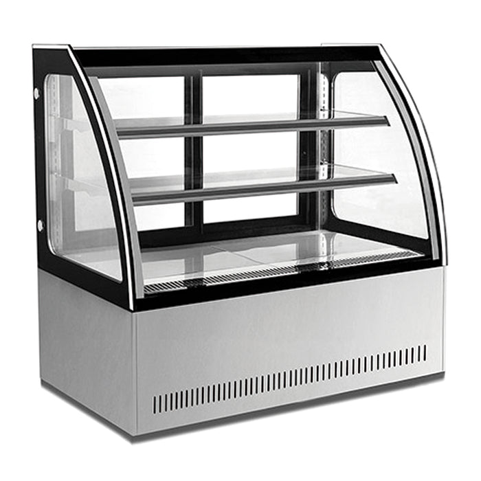 VITRINA REFRIGERADA DE PISO CON CRISTAL CURVO DE 120 CM DE FRENTE