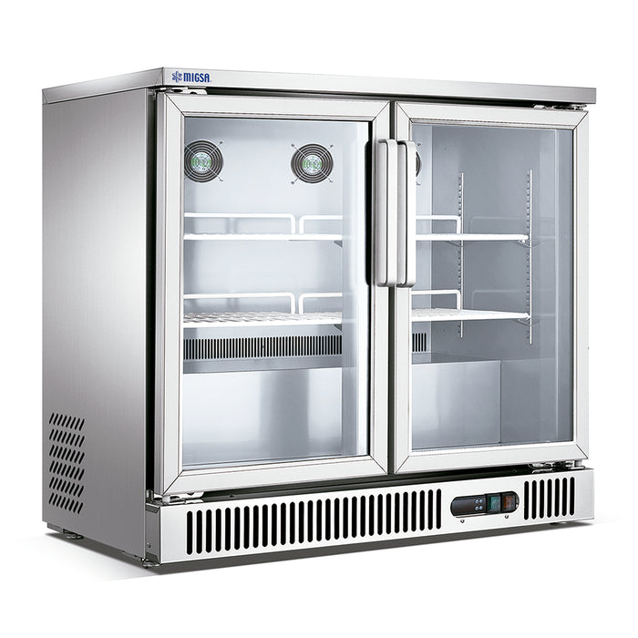 REFRIGERADOR CONTRABARRA DE 2 PUERTAS DE CRISTAL DE 250 L