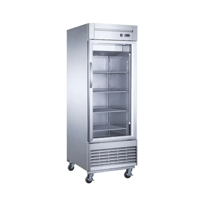 REFRIGERADOR VERTICAL PUERTA DE CRISTAL EN A.I. DE 23 PIES CÚBICOS