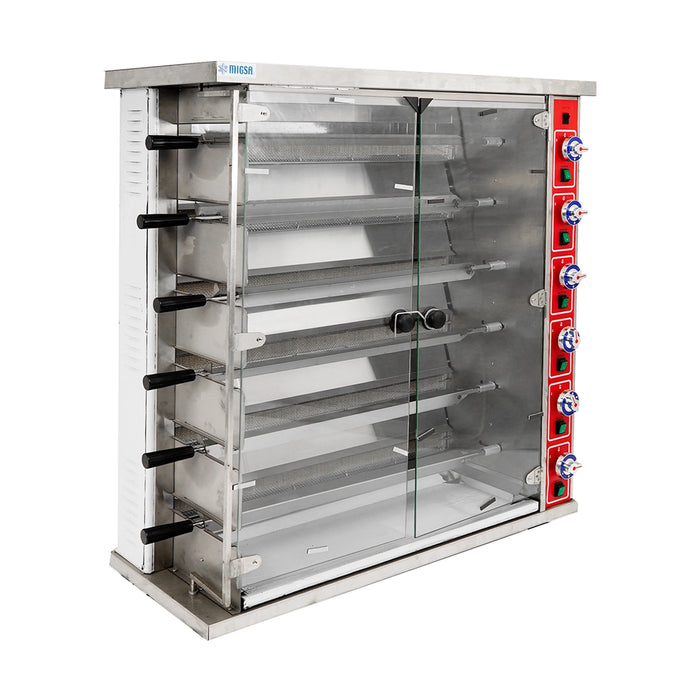 ROSTIZADOR DE POLLOS A GAS DE 6 VARILLAS (24-30 POLLOS)